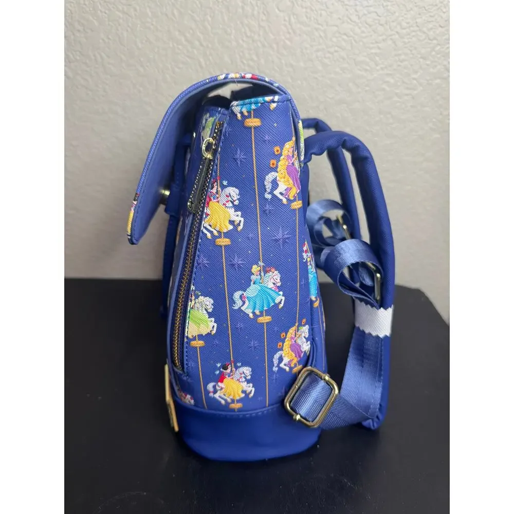 NWT Loungefly HT Disney Princess Carousel All Over Print Drawstring Backpack - Picture 4 of 6